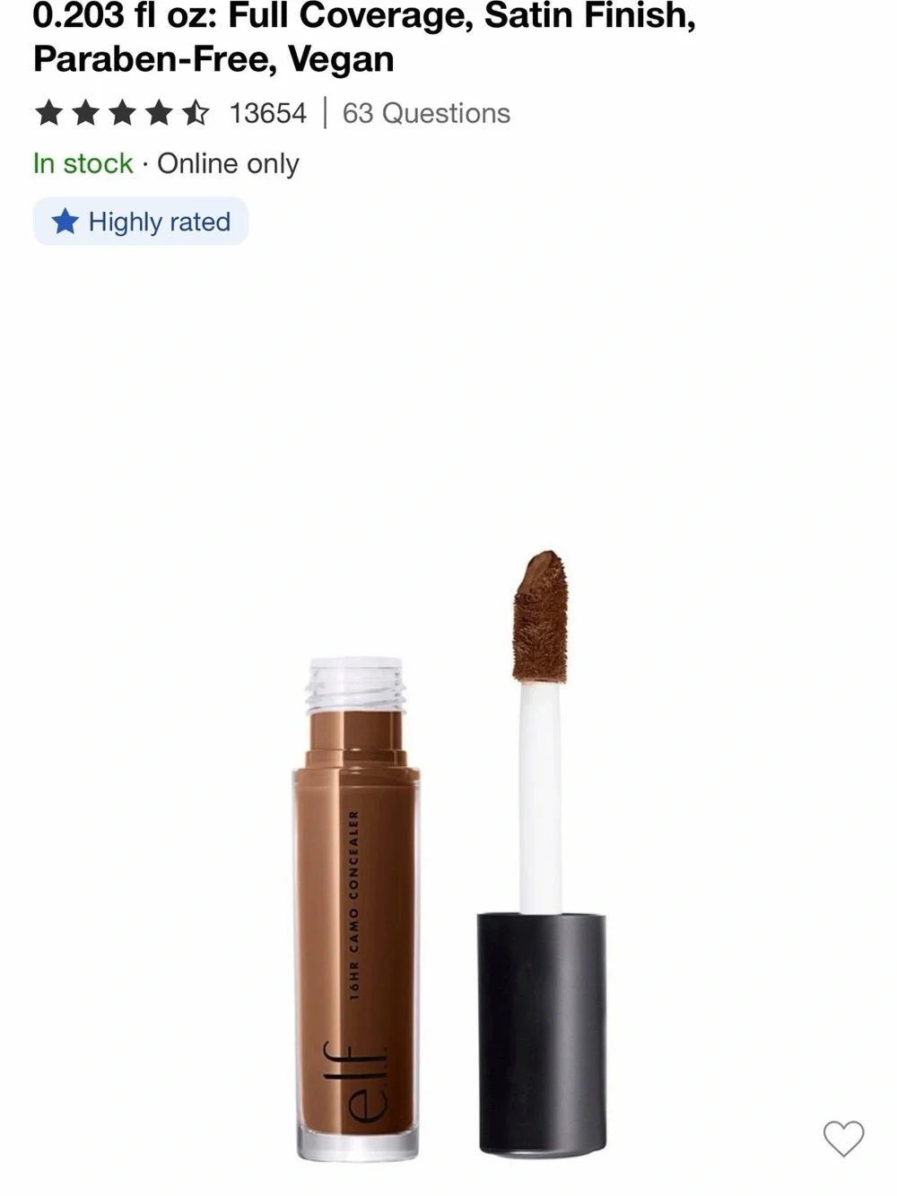 e.l.f. 16HR Camo Concealer - Rich Cocoa- bundle of 4